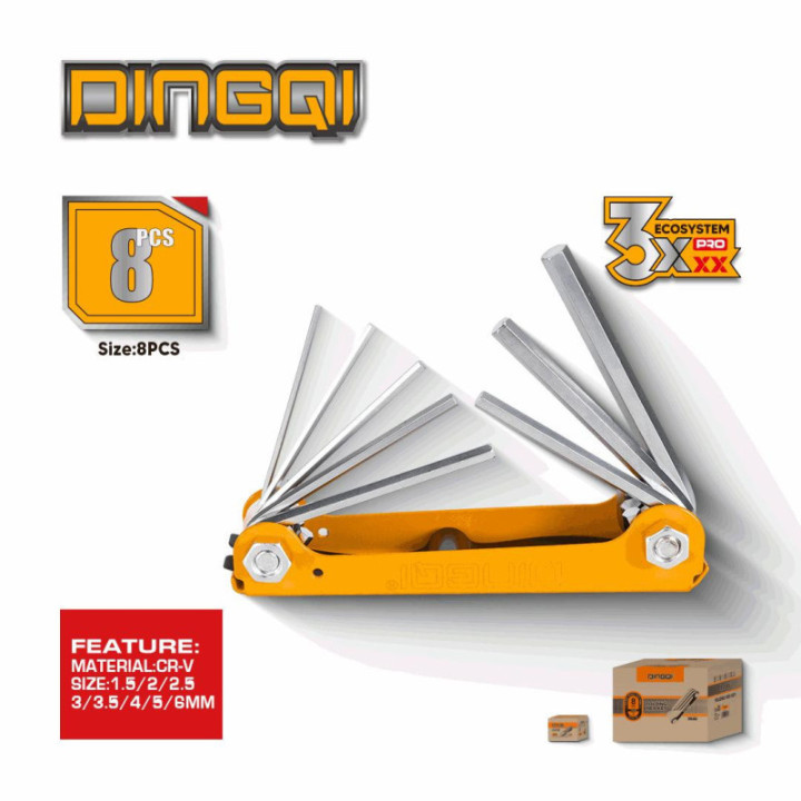 Set chei hexagonale Dingqi 8 piese 1,5-8 mm Cr-V